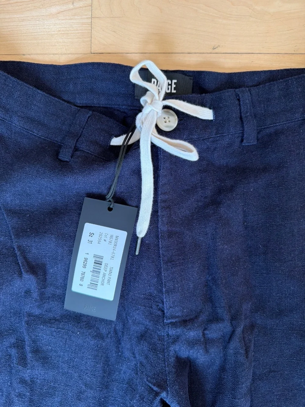 NWT Paige Tiano Pant in Deep Anchor Linen